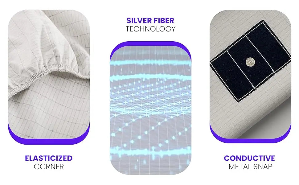 MAXSHARER Grounding 138*190*30cm fitted sheet Conductive silver fiber cover sheet with skirt Earthing bed sheet for Better sleep